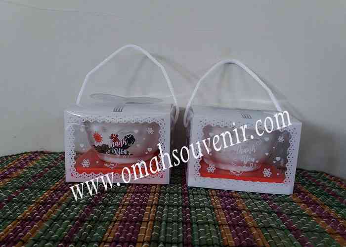 souvenir mangkok jago kemasan mika